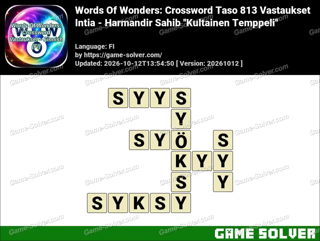 Words Of Wonders: Crossword Taso 813 Vastaukset – Intia – Harmandir Sahib ”Kultainen Temppeli”